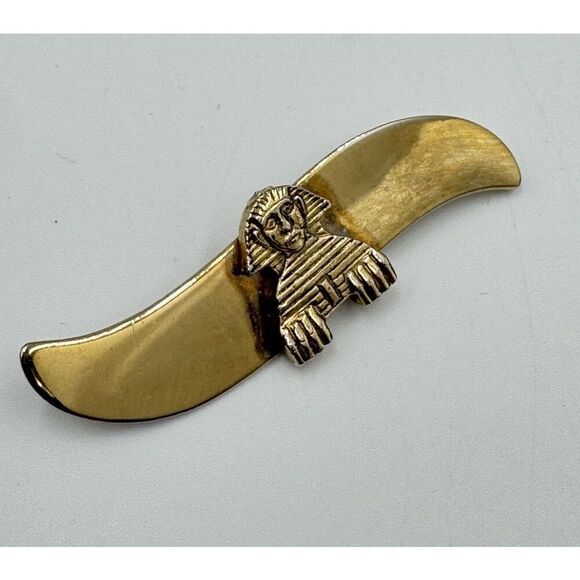 Rare Vintage Hobé Signed Gold Tone Egyption Revival Sphinx Lapel‎ Pin Brooch - Picture 7 of 10